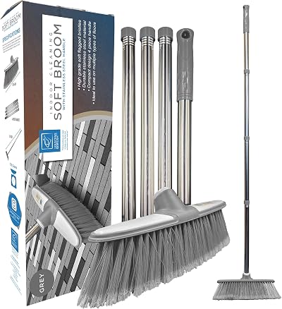 TDBS The Dustpan and Brush Store Soft Broom Grey Steel Handle