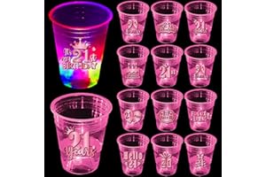 MISHUNYUS 24 Pcs Glow Pink 21st Birthday Party Cups,Happy 21st Birthday Cups For Her,Pink Birthday Party For Finally Legal Decorations,Happy Birthday Rose Gold Women Decoration,Finally 21 Cups (16 oz)