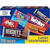 Hershey Assorted Flavored Candy Variety Pack, 31.5 oz (18 Packs) | Individually wrapped full-size candy packs with milk chocolate and fruit flavors for parties, and pantry restocking.
