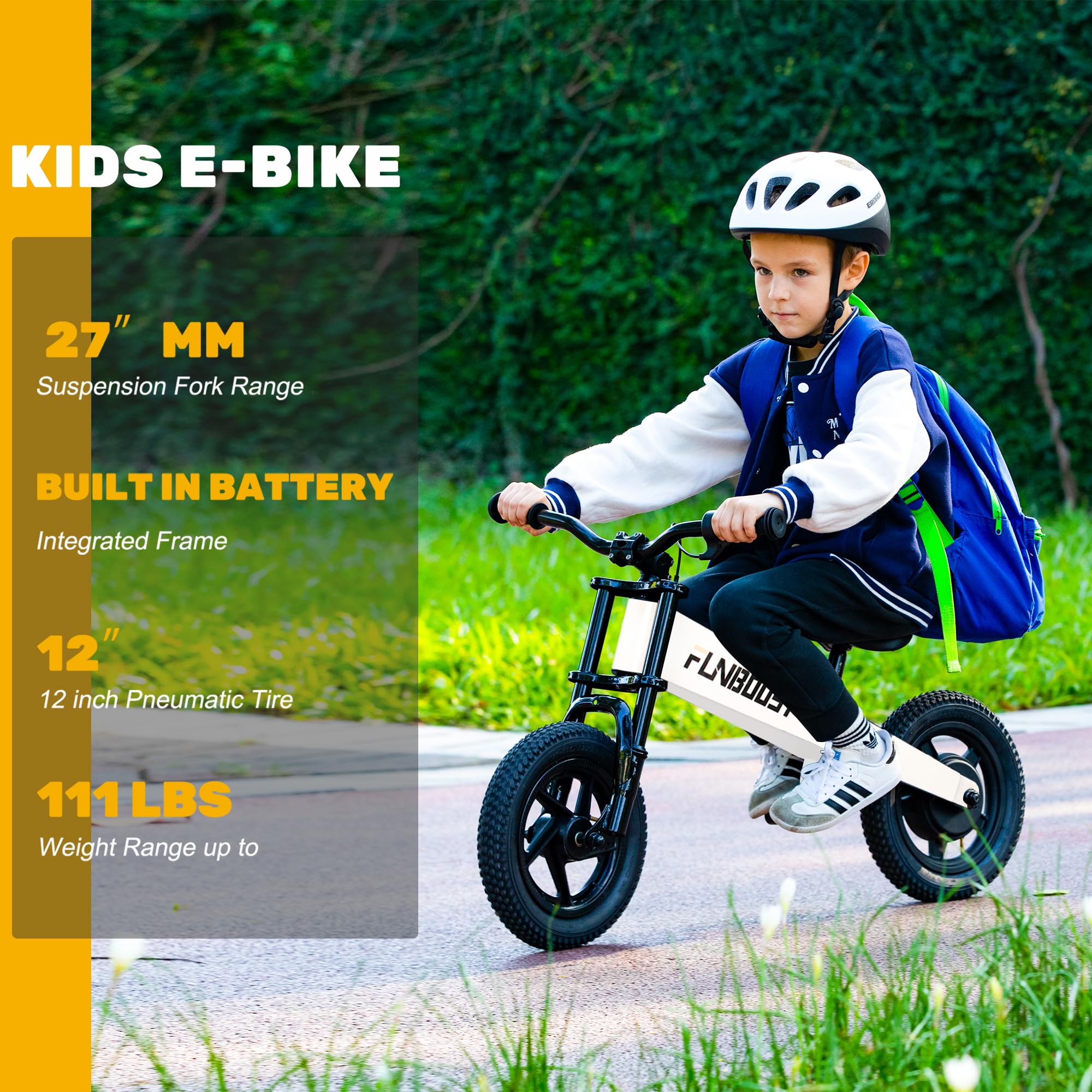 K2 Electric Balance Bike for Kids, 12 inch Pneumatic Tire Kids Electric Bike, 150W Peak Motor 24V/2AH Battery, Range 6 Miles, Suspension Fork, Adjustable Seat, Electric Motorcycle for Ages 3-8