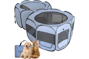 EighteenTek XLarge 2-in-1 Pop up Dog Playpen, Assembly-Free, with Leakproof Pet Pee Pads,Portable Foldable Cat Tent Enclosure Indoor Outdoors Puppy Kittens Small Animals Crates (M, 72" Lx36 Wx24 H)