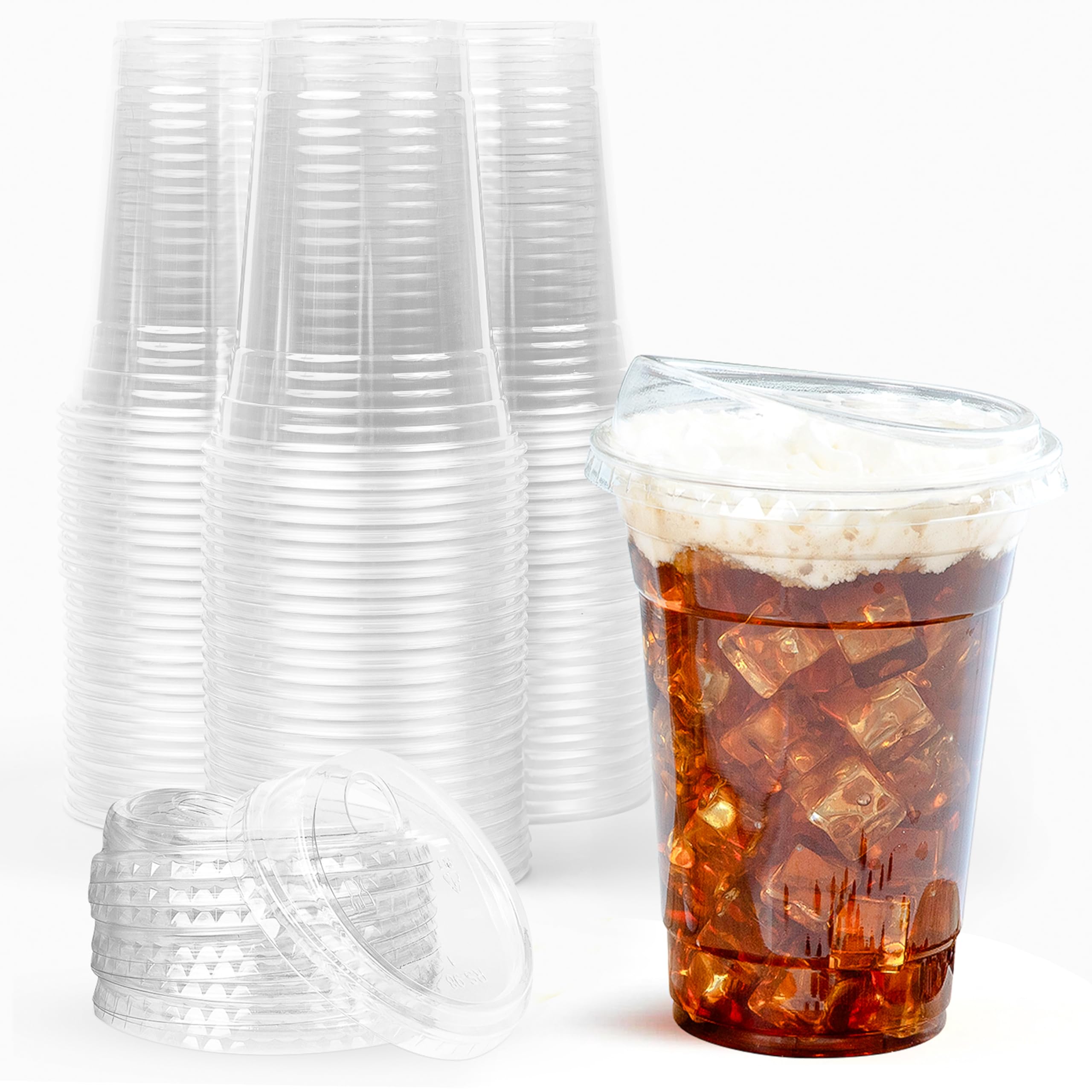 Photo 1 of *USED*
Prestee 100 Clear Disposable Iced Coffee Cups with Lids, 16oz - Plastic Cups with Strawless Sip Lids - Durable Cold Brew, Smoothie, or Beverage Cup for On-the-Go, Christmas and Holiday Party Supplies