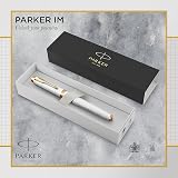 Parker IM Fountain Pen Premium Pearl Lacquer Gold Trim Fine Point Blue Ink view 2