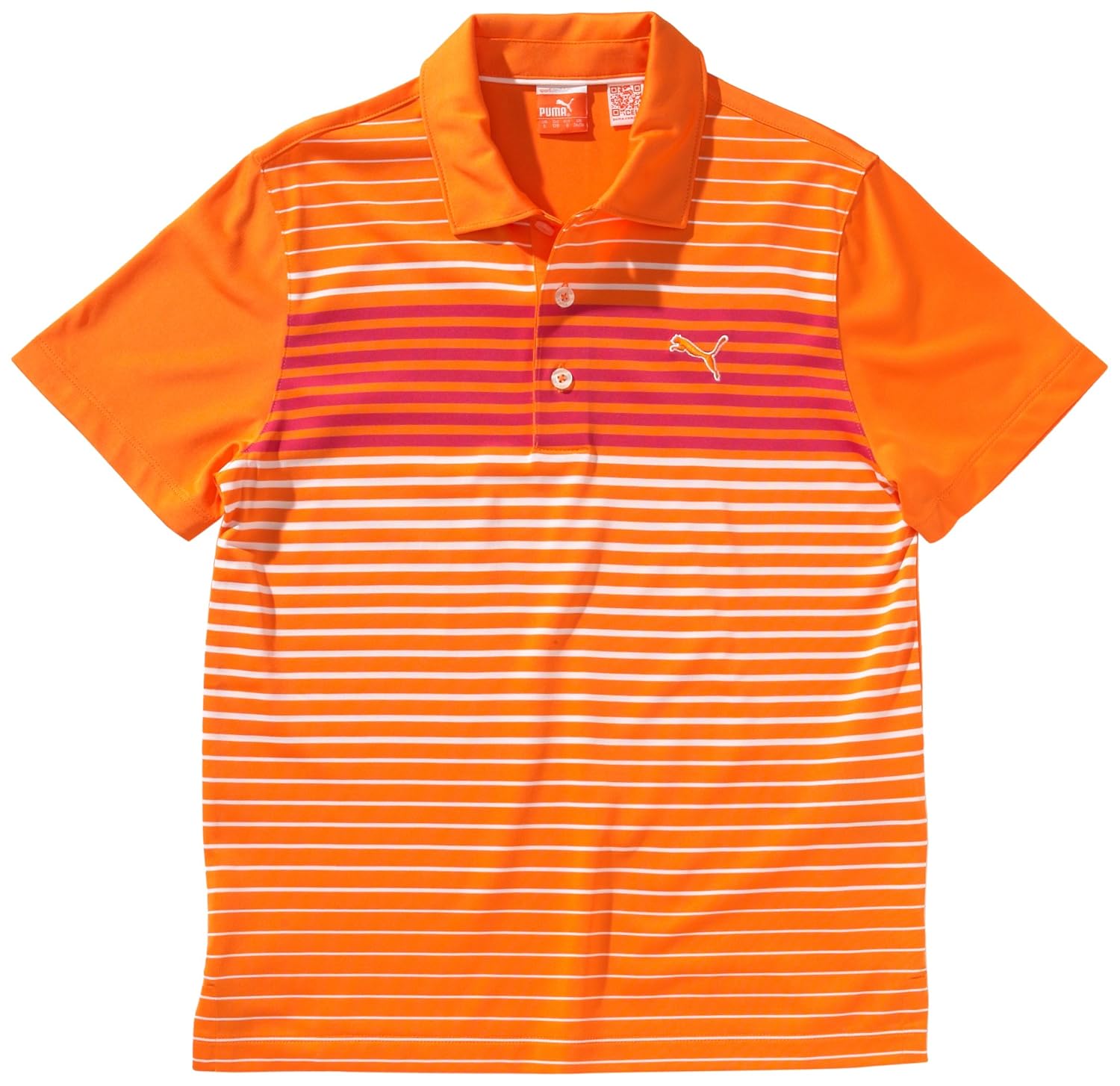 Puma Junior Golf Stripe Tech Boy's Polo T-Shirt vibrant orange Size:152 ...