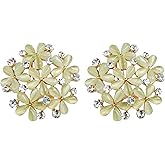 Navachi 18k Gold Plated Multicolor Created-Opal White Crystal Flower Omega Back Stud Earrings