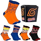 Naruto Mens Socks Pack of 5 Crew Socks for Men Teenagers Soft Breathable Work Sports Casual - Size 7-12 Gifts for Him