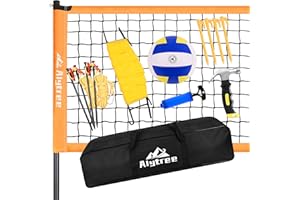 Alytree Portable Volleyball Net Outdoor - 25PCS Volleyball Set with Adjustable Height Steel Poles, Soft Volleyball Ball, Pump, Hammer, Boundary Line, Carry Bag - Volleyball Net for Backyard Lawn Beach