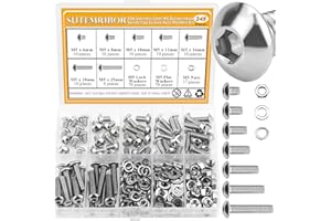 245 Pieces M5 Screws Nuts Washers Set, Sutemribor M5 x 6/8/10/12/16/20/25mm Button Head Socket Cap Screws Nuts Washers Assortment Kit, 304 Stainless Steel, Fully Threaded