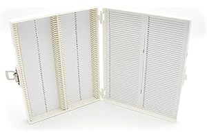 Heathrow Scientific HD15994R White Foam Lined 100 Place Microscope Slide Box, 8.25" Length X 7" Width X 1.3" Height