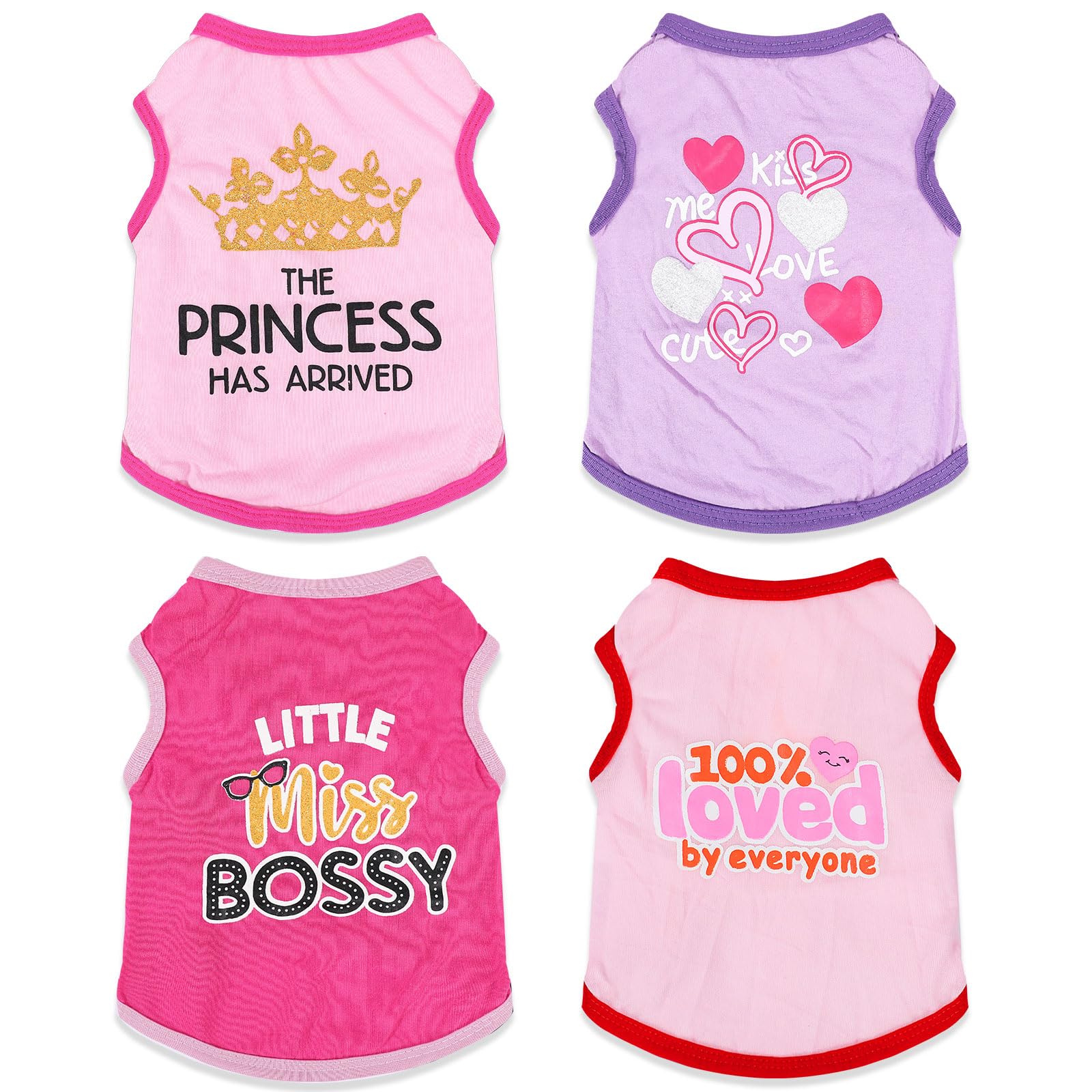 Photo 1 of 4 Pieces Puppy Clothes for Small Dogs Girl Girl Dog Clothes Cute Soft Dog Shirts Female Doggie Shirts Pet Clothing (Medium)