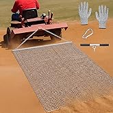 Otoolling Heavy Duty Drag Mat | Galvanized Steel Mesh Drag Mat with Towing Chain, Tow Ring, Hand Pull Bar and Gloves for Baseball and Softball Infields