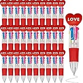 Dcocdeely 30 Pcs Mini Valentine Ballpoint Pen, 4 in 1 Retractable Multicolored Ink Ballpoint Pens Color Pens in One Heart Gifts for Kids School Classroom Prizes Exchange Gifts (Red)
