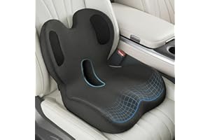 Memory Foam Seat Cushion with Lower Lumbar Support - 3-Inch Car Booster for Shorter Drivers & Ergonomic Orthopedic Cushion Ba