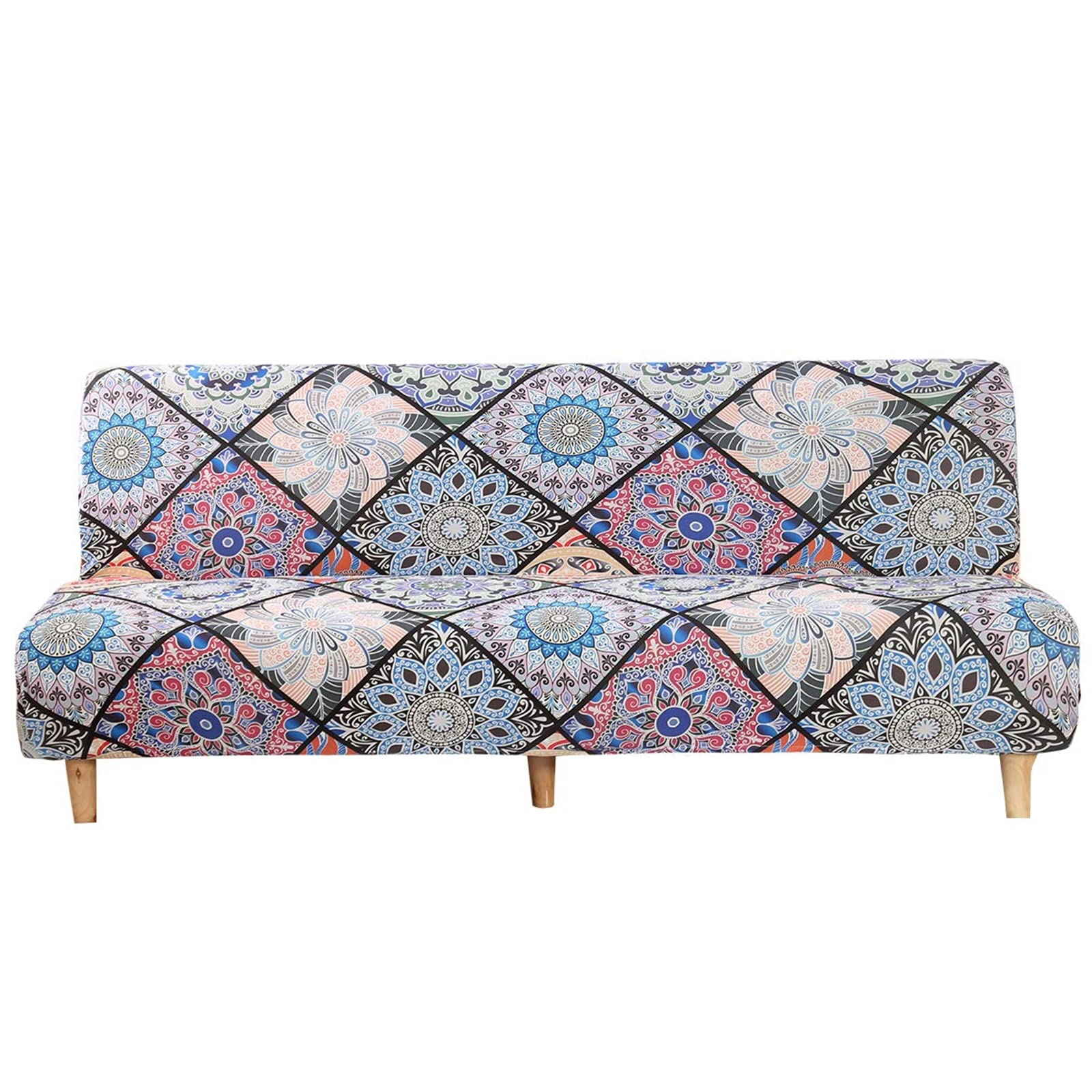 Topchances Futon Sofa Bed Cover Armless - Folding Stretch Futon Sofa Covers with No Arms, Armless Sofa Bed Slipcover Seat Couch Protector Fits for 2-3 Seater Folding Sofa Bed No Arms (Ringer)