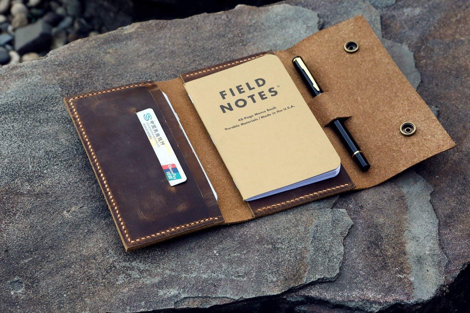 Leather travel journal wallet leather notebook wallet for pocket size