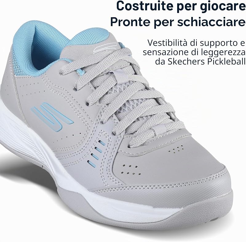 Viper Court Smash - Scarpe da Pickleball da Donna per Interni ed Esterni, vestibilità Comoda, Grigio/Blu, 37 EU