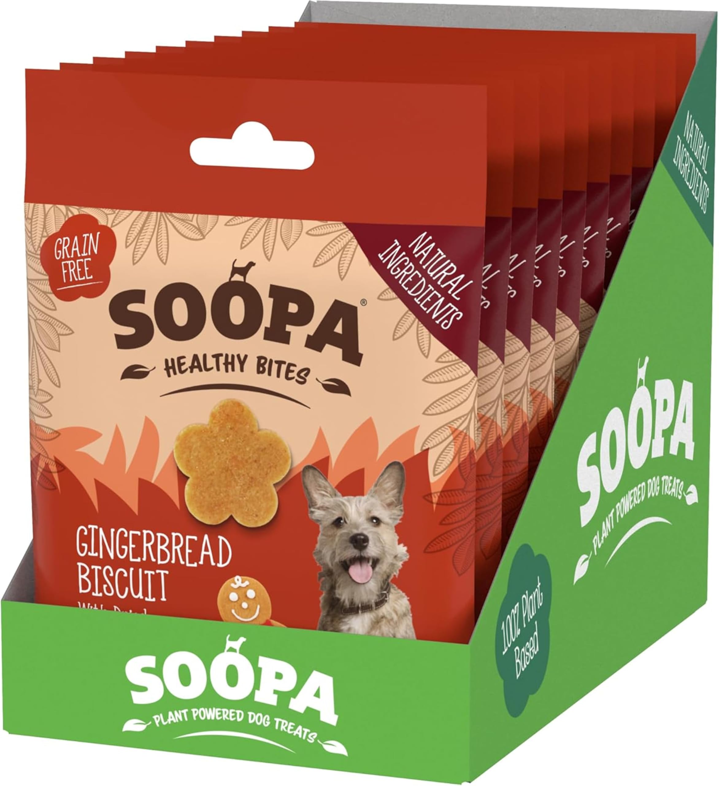 10 Pack Soopa Gingerbread Biscuit Dog Treat Bites