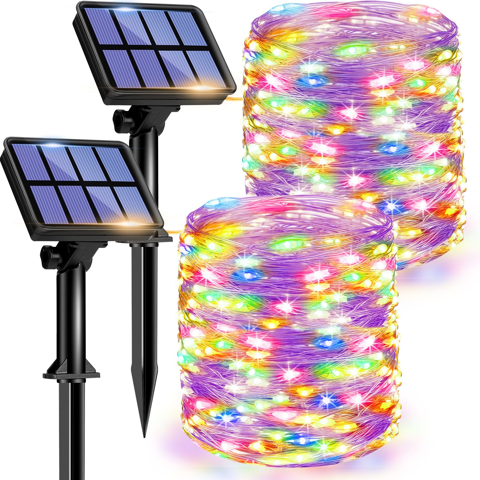 litogo [2 Pack] Solar Fairy Lights Outdoor, 12m 120 LED Solar Garden Lights 8 Modes Waterproof Copper Wire Decorative Solar String Lights for Garden, Patio, Gate, Yard, Wedding, Party (Multi-Color)