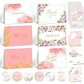 Decorably 24 Pack Gold-Foiled 6x4in Pink Thank You Cards with Envelopes & Stickers, 6 Elegant Designs for Friends, Family & Loved Ones, Blank Inside - Baby Shower, Wedding, Birthday, Gifting, Mailing