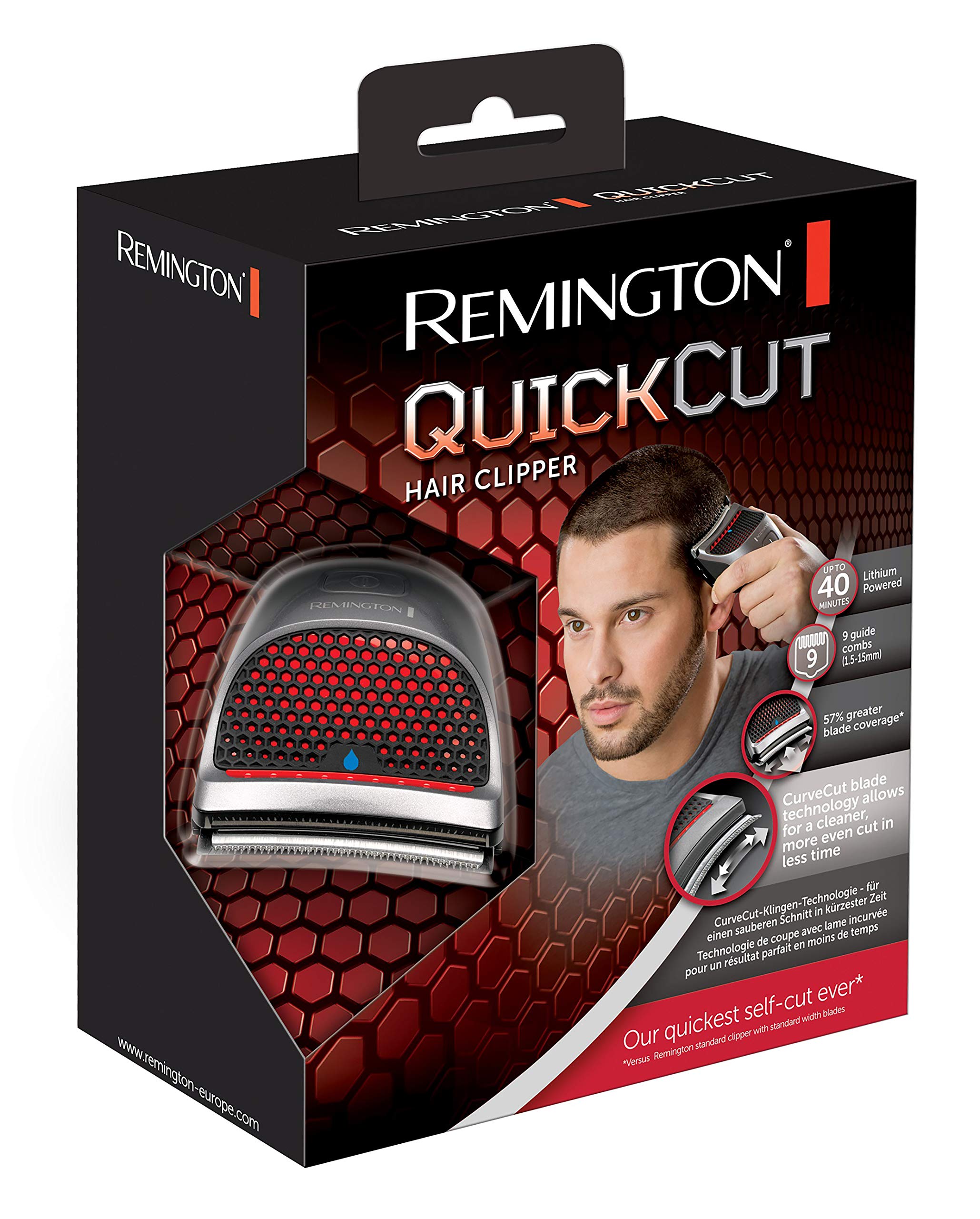 Remington Quick Cut Hair Clippers With 9 Comb Lengths Curved Blade