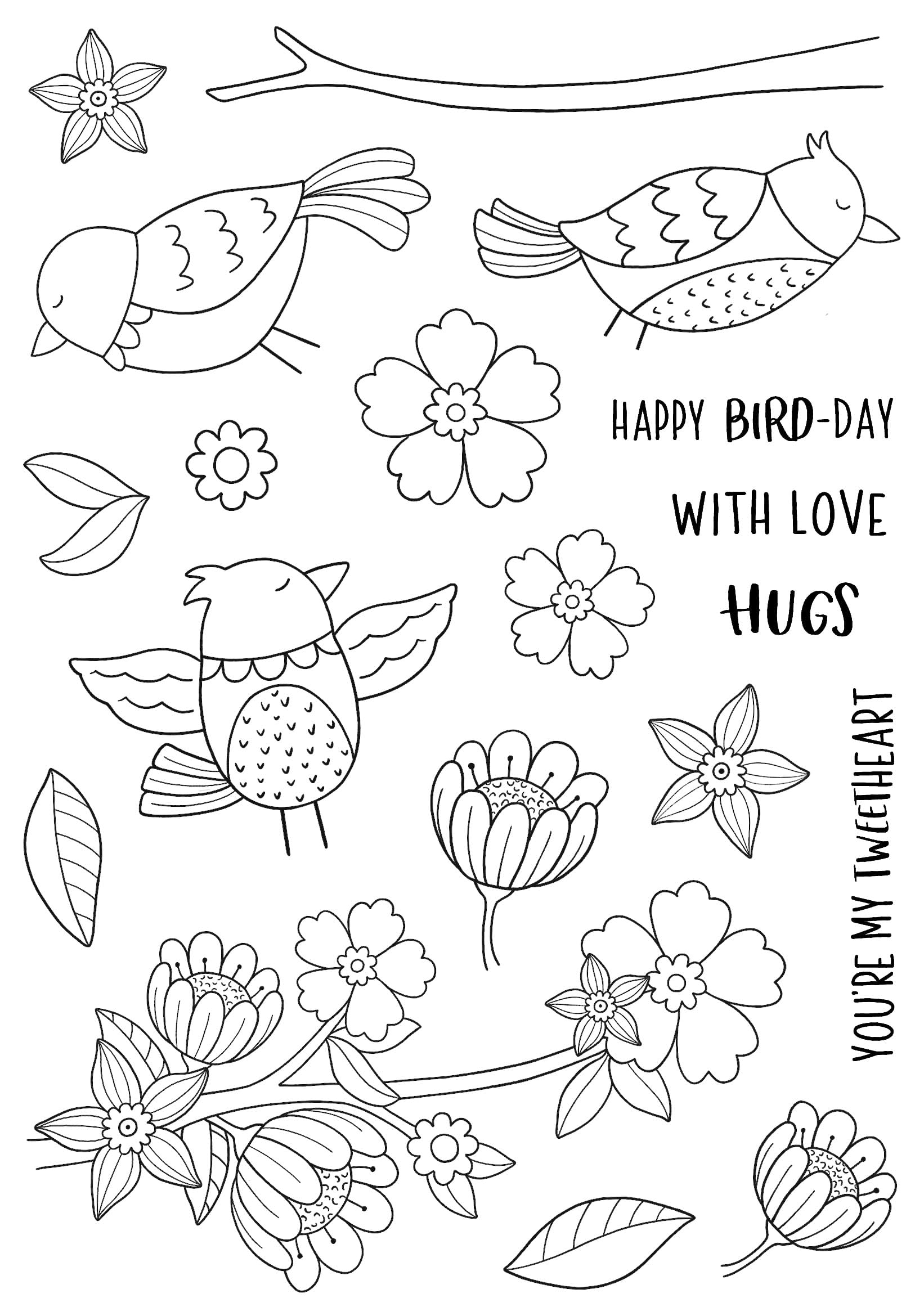 Creative Expressions Jane's Doodles Birdsong Blooms 6 in x 8 in Clear Stamp Set, 6 x 8 in