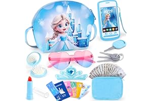 TSDATOWR Play Purse for Little Girls, Toddler Kids Toy Purse with Accessories, Pretend Play Makeup Set, Crossbody Bag, Wallet, Fake Keys, Birthday Christmas Princess Gifts Toys for Girls Ages 3 4 5 6 Year Old