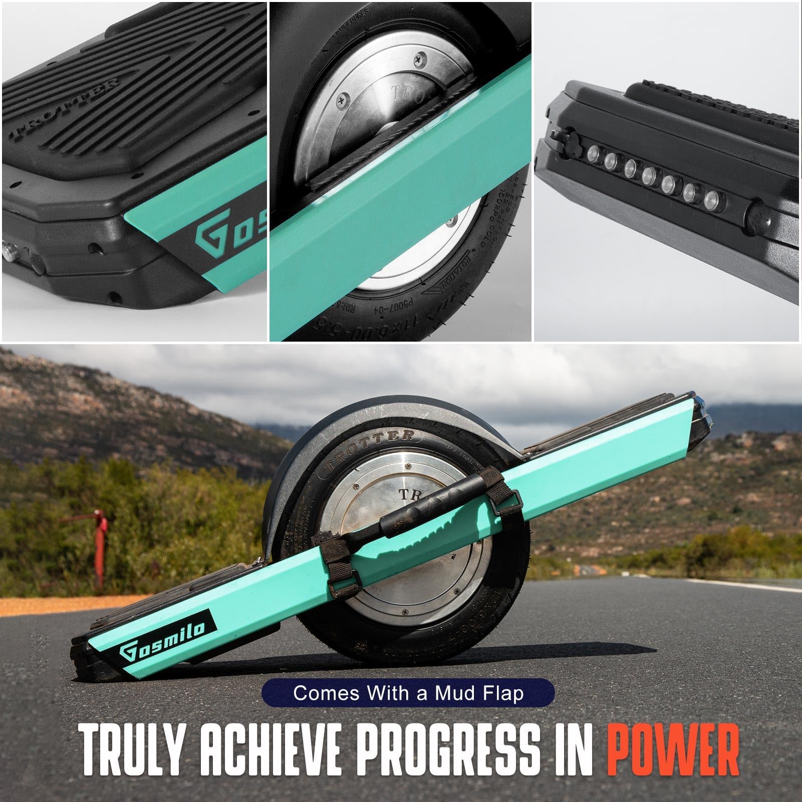 Electric Unicycle, Electric Skateboard 1000W Motor 30-40km Range 420Wh Battery, Self Balancing for Adults(X3, Green)