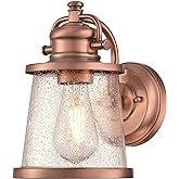 Westinghouse 6361000 Emma Jane One-Light, Washed Copper Finish with Clear Seeded Glass Outdoor Wall Fixture, White