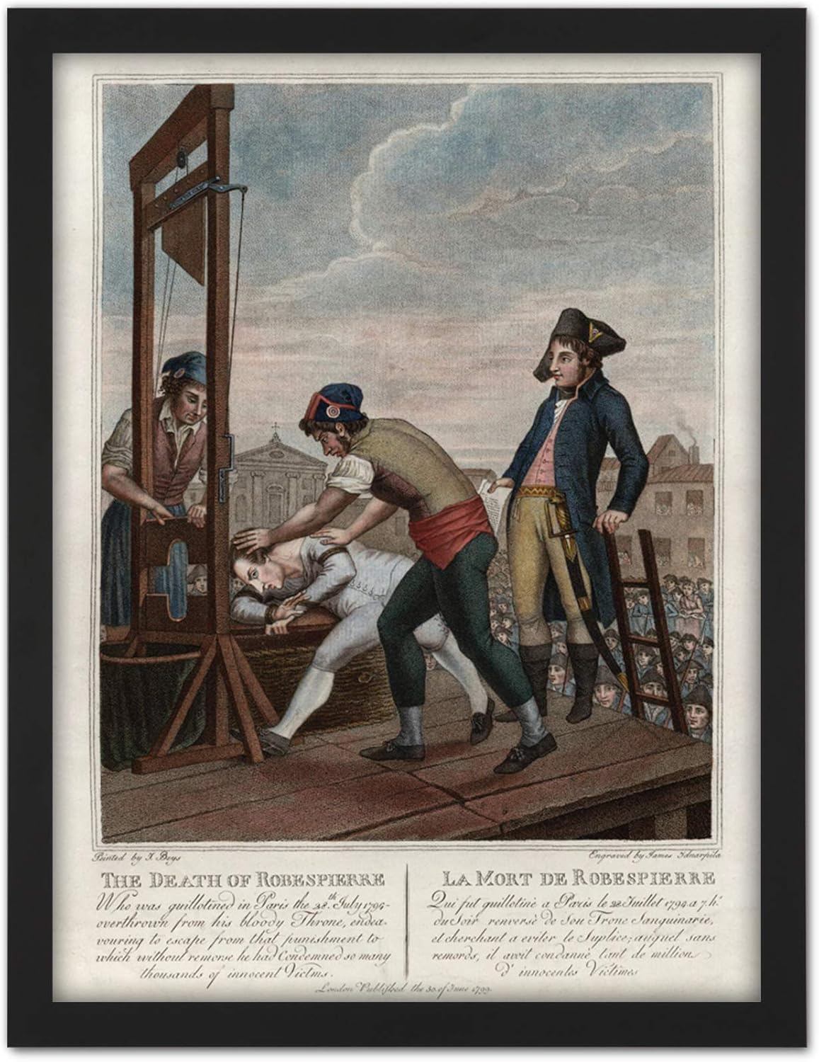 Amazon De Execution Robespierre Guillotine French Revolution Artwork Framed Wall Art Print 18x24
