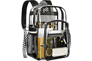 PAMANO Clear Backpack Transparent Heavy Duty Bookbag See Through Bag for College Work Travel Security, Black