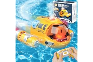 YOTOY Remote Control Boats for Kids - RC Boat Pool Toys, 2.4GHZ RC Spray Gasboat with LED Lights Water Toy for Swimming Pool & Lakes, 2 Rechargeable Batteries, Gift for 3 4 5 6 7 8 Year Old Girls/Boys