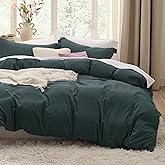 Bedsure Forest Green Duvet Cover Queen Size - 3 Pieces Prewashed Cotton-Like Extra Soft Bedding Set, Includes 1 Duvet Cover 90x90 Inches with Zipper Closure & 2 Pillow Shams, Comforter Not Included