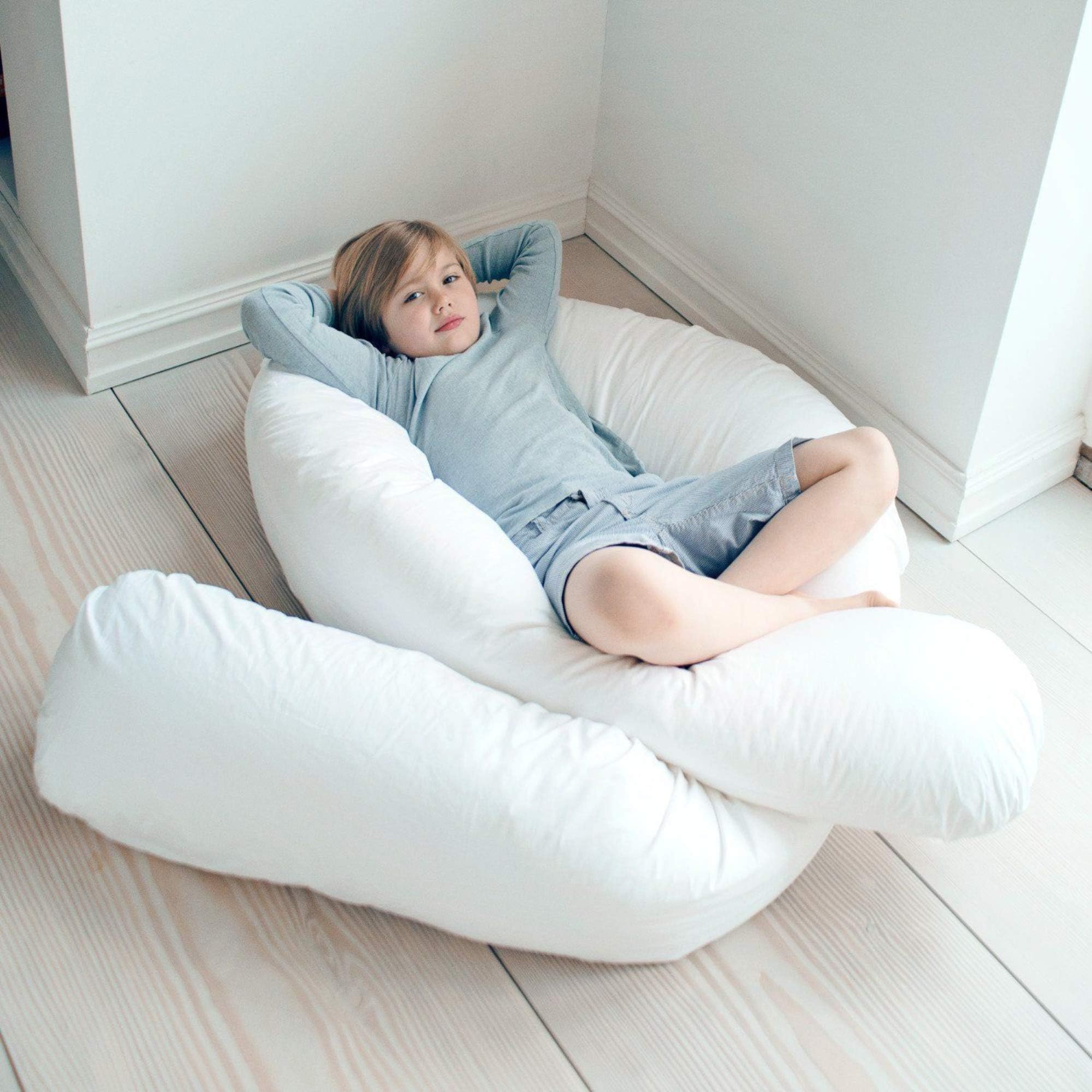 Iyan Linens Ltd 12Ft Large U Pillow Body/Bolster Support Maternity Pregnancy Support Hollow Fibre Pillow Only