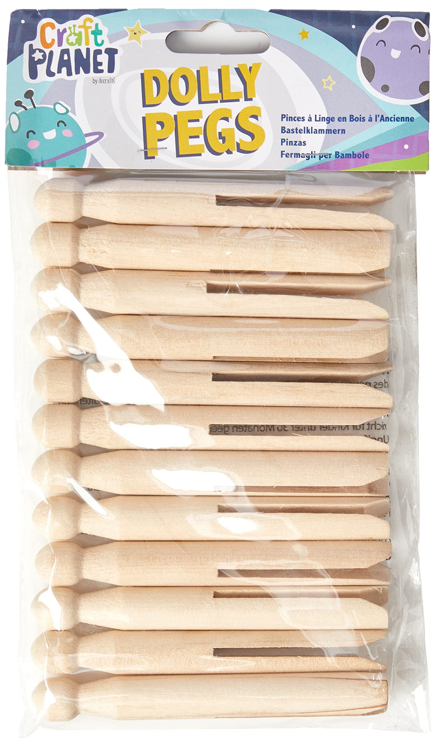 Craft Planet Dolly Pegs, 12 Pieces, Natural, Craft Accessories, Wooden Dolls Pegs, Dolly Pegs For Shapes, People, Fun Little Craft For Early Years, Peg Craft Resources, Wooden Craft Accessories
