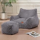 Gaming Chair Comfy Bean Bag Couch Sofa Chair for Bedroom, Modern Faux Fur Reading Bean Bag Chairs for Adults Teens, Living Room Adult Bean Bag Chair with Footrest