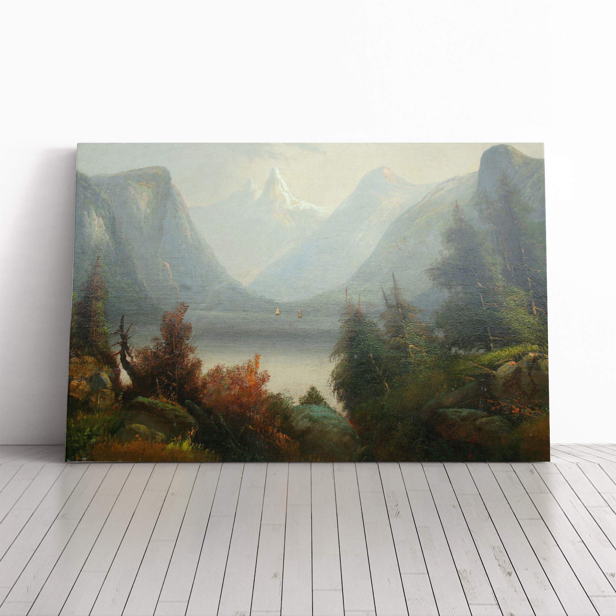 Thomas Cole Hudson River Vol.2 Canvas Print | Gallery Wrapped 30mm Frame Wall Art | 20x14 inches | Ready to Hang | Modern Landscape Picture | Living Room Bedroom Lounge Office