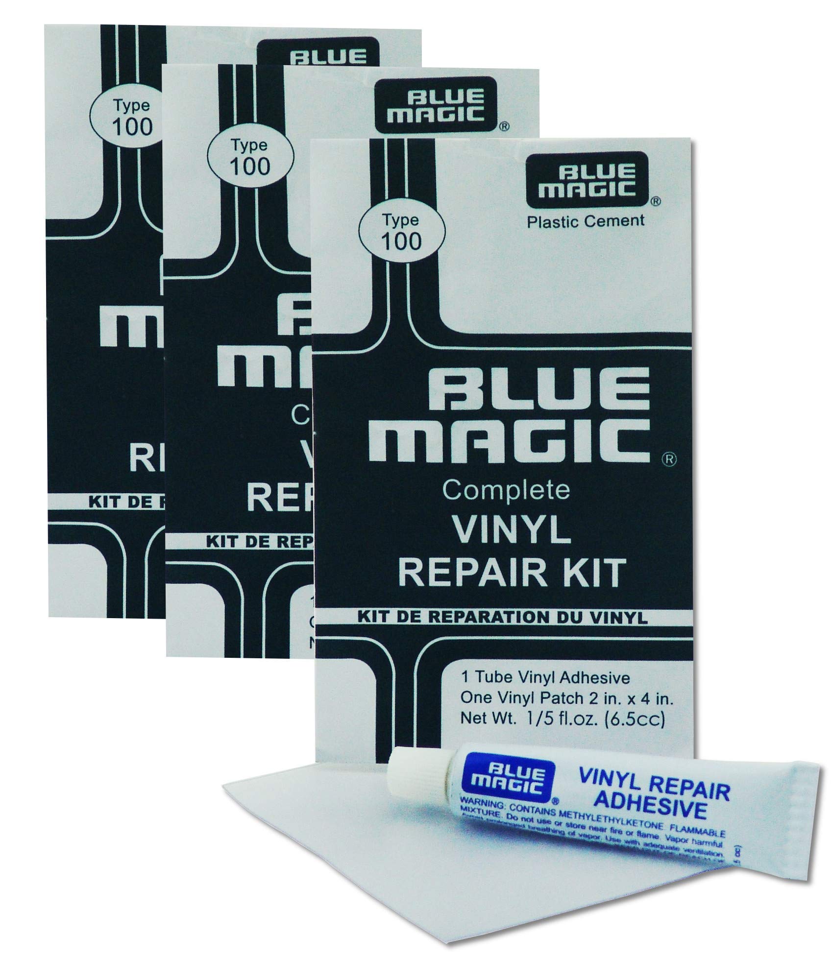 Blue Magic Pack of 3 Glue and Patch Repair Kits for Water Beds, Inflatable Balls, Pools, etc.