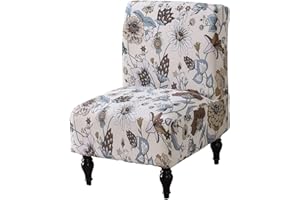 Jusmate Armless Accent Chair Cover Slipcover, Stretch Chair Slipper Super Fit Armless Chair Furniture Protector Cover Slipcover for Living Room Hotel (Brown Flower)