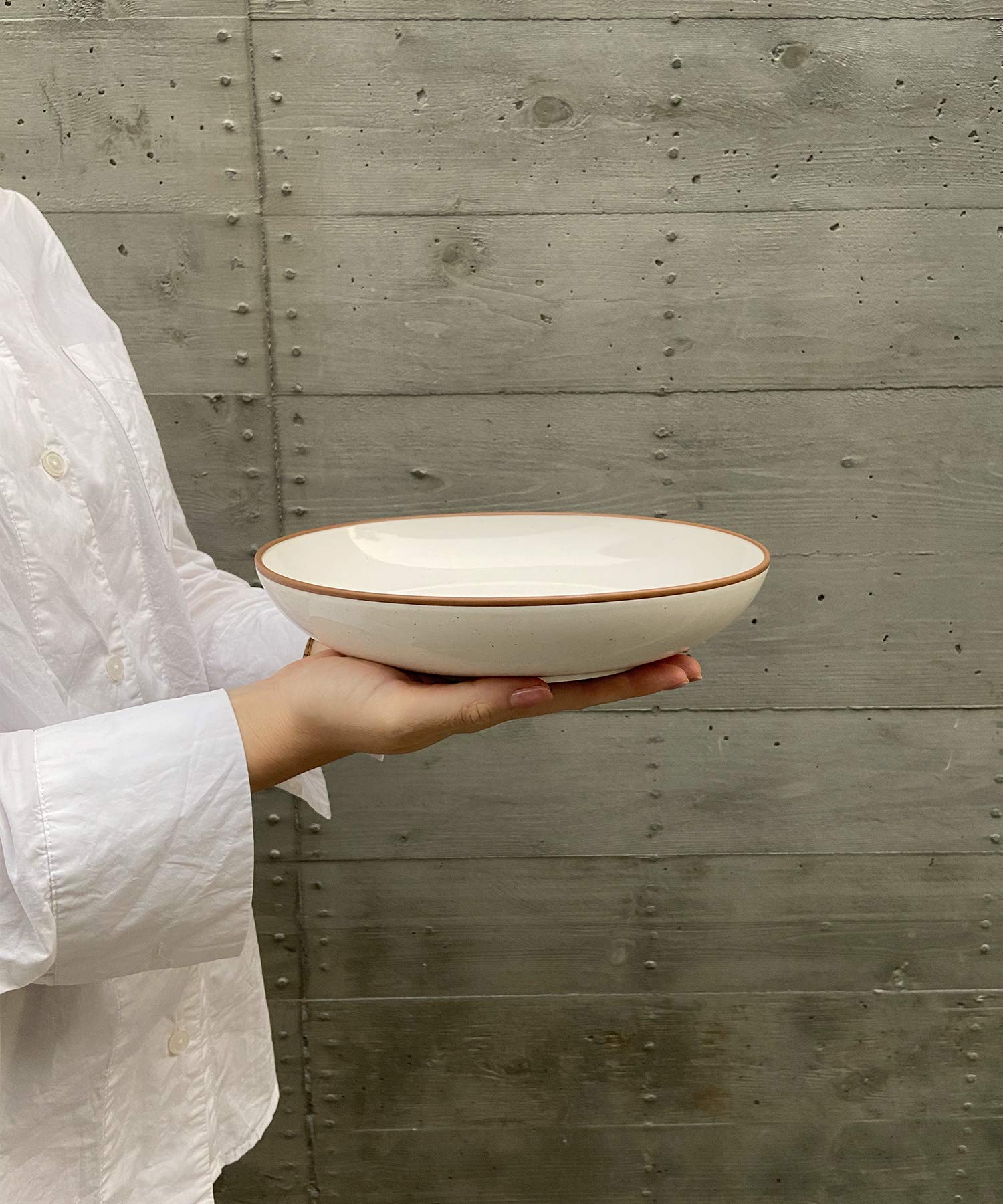 Mora Ceramic Large Pasta Bowls 30oz, Set of 2, Salad, Dinner, etc Plate/Wide Bowl - Microwave, Oven, Dishwasher Safe Kitchen Dinnerware - Modern Porcelain Stoneware Dishes, Vanilla White