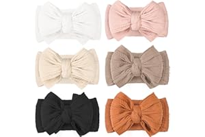 CÉLLOT 6 Pcs Baby Bows Headbands Nylon Hairbands Baby Girl Bows Hair Accessories for Newborn Infant Toddler Essentials (Earth Tone)