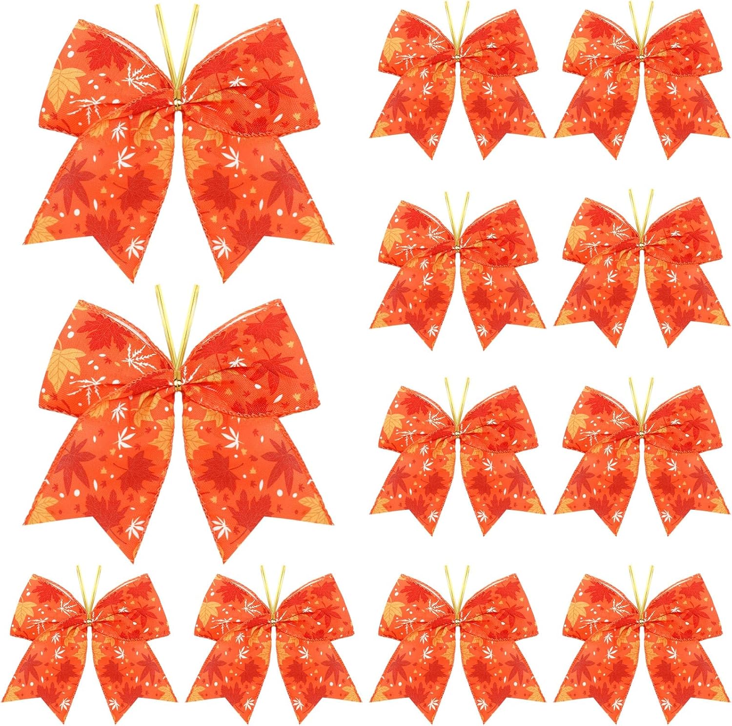 Bows & Ribbons - Crowye 12 Pcs Fall Thanksgiving Wreath Bow Orange Buffalo Plaid Bows Pumpkin Maple Leaf Decorative Bows Autumn Tree Topper for Indoor Outdoor Home Decor Supplies (Maple)