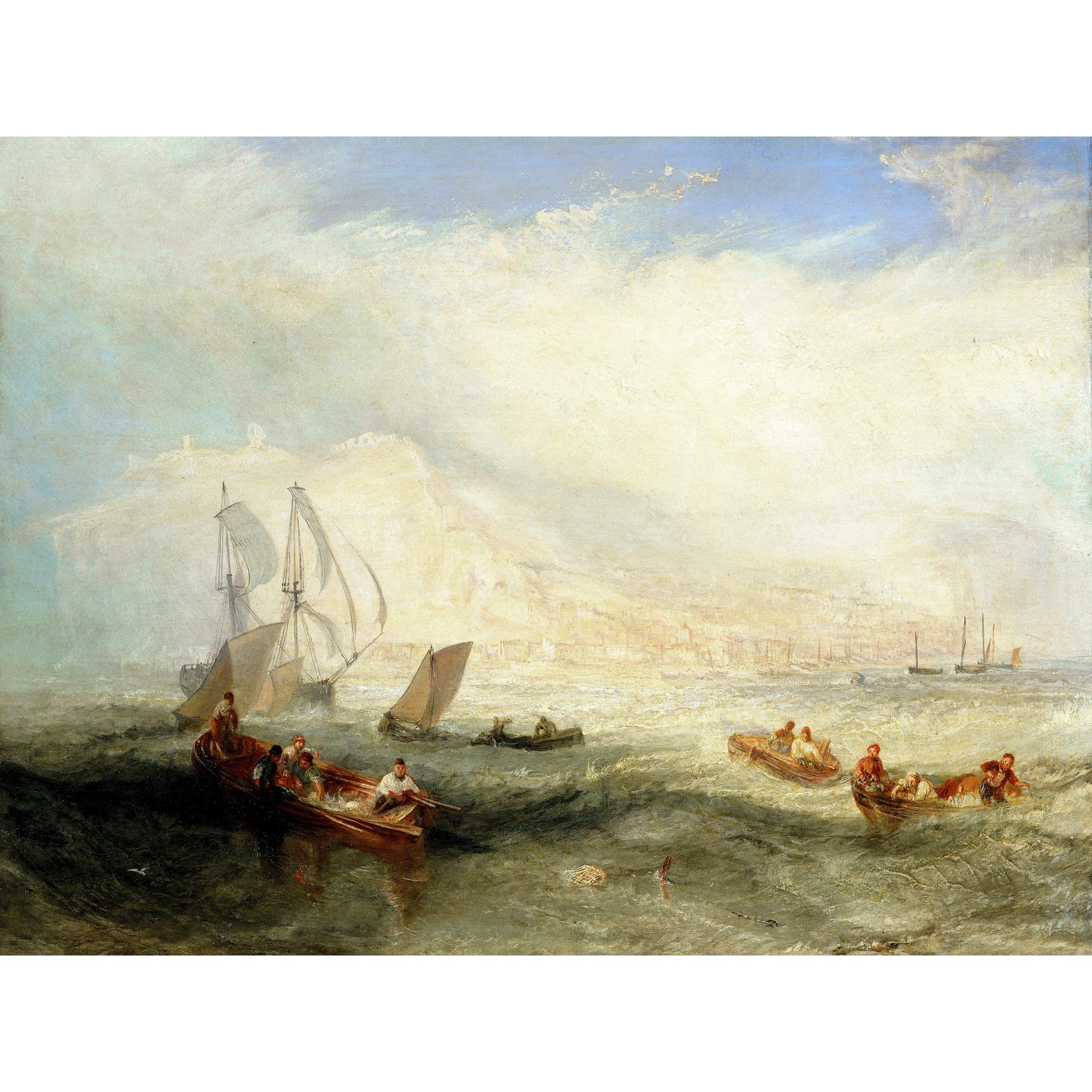 Turner Joseph Mallord William Line Fishing Off Hastings Large Wall Art Print Canvas Premium Poster Mural