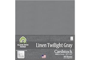 Linen Twlight Gray Cardstock - 12 x 12/30.5cm x 30.5cm - 100Lb Cover / 270gsm - 50 Sheets - Clear Path Paper