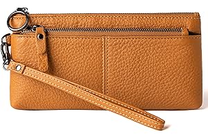 Huikeya Women's Soft Leather Wallet rfid Genuine Genuine Leather Zipper Wallet Large Wristlet Women's Clutch Purse Wallet (Gift Wrap)