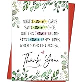 BINVASDS Most Thank You Card with Envelope, Thank you Card with Says Thank You Five Times, Thank You Card Grateful Appreciation Card for Friend Neighbor Coworker Boss