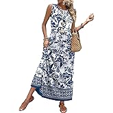 WIHOLL Summer Dresses for Women 2026 Maxi Dresses Long Flowy A Line Sleeveless Sundresses with Pockets