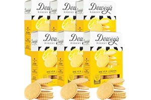 DEWEY'S BAKERY Dewey’s Bakery Meyer Lemon Moravian Cookie Thins | Baked in Small Batches | Real, Simple Ingredients | Time-Honored Southern Bakery Recipe | 9 oz (Pack of 6)