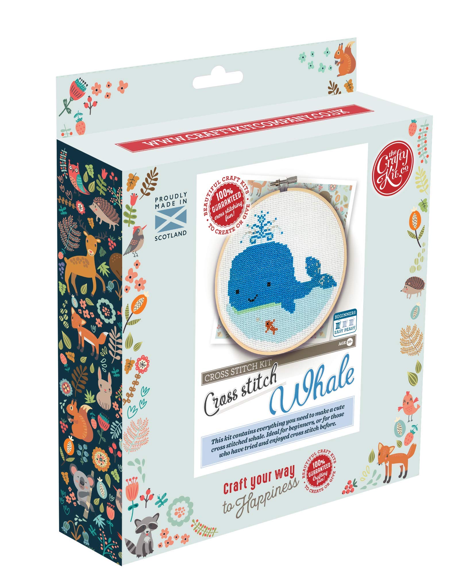The Crafty Kit Company Whale DIY Cross Stitch Craft Kit for Beginners – Made in The UK