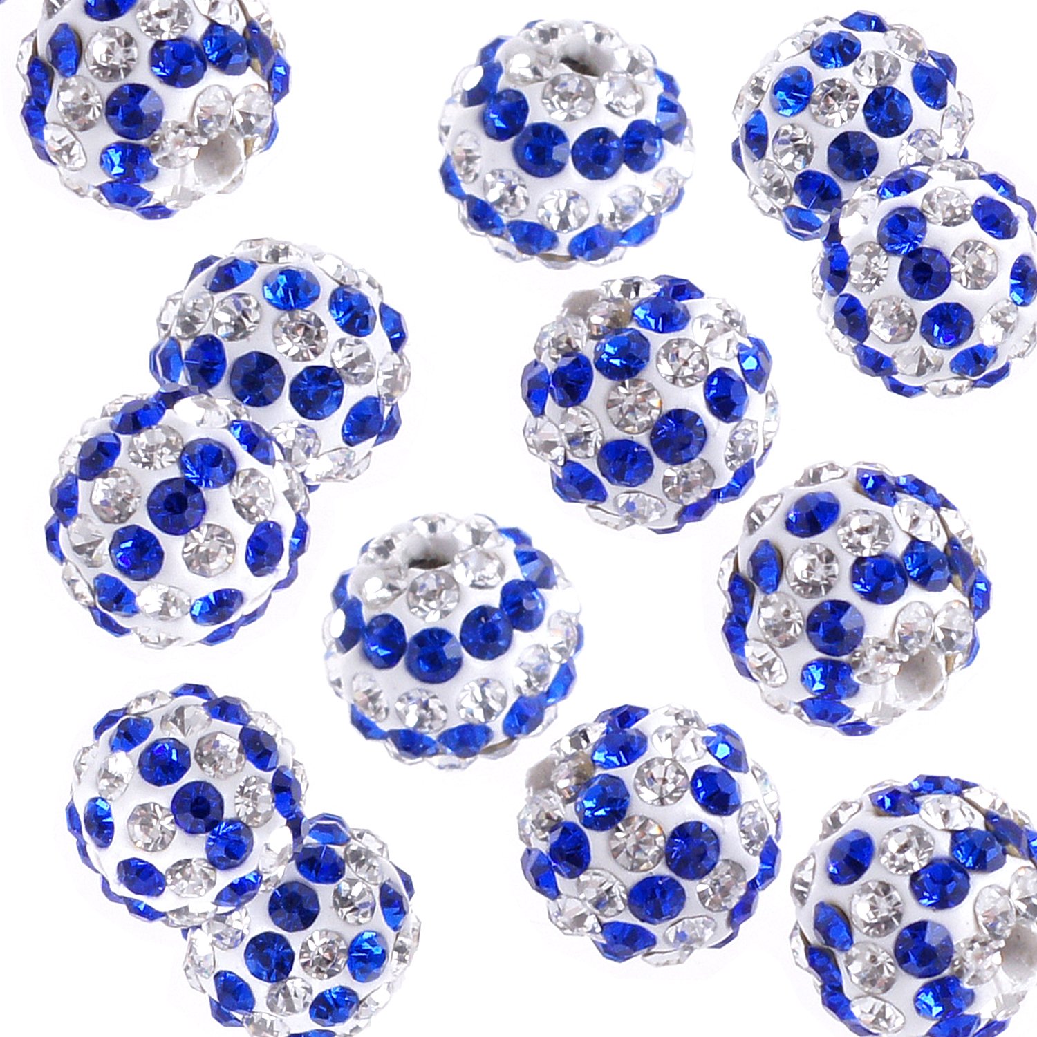 RUBYCA Stripes Czech Crystal Round Disco Ball Clay Beads fit Shamballa Jewelry (50pcs, 10mm, Blue) — image 1