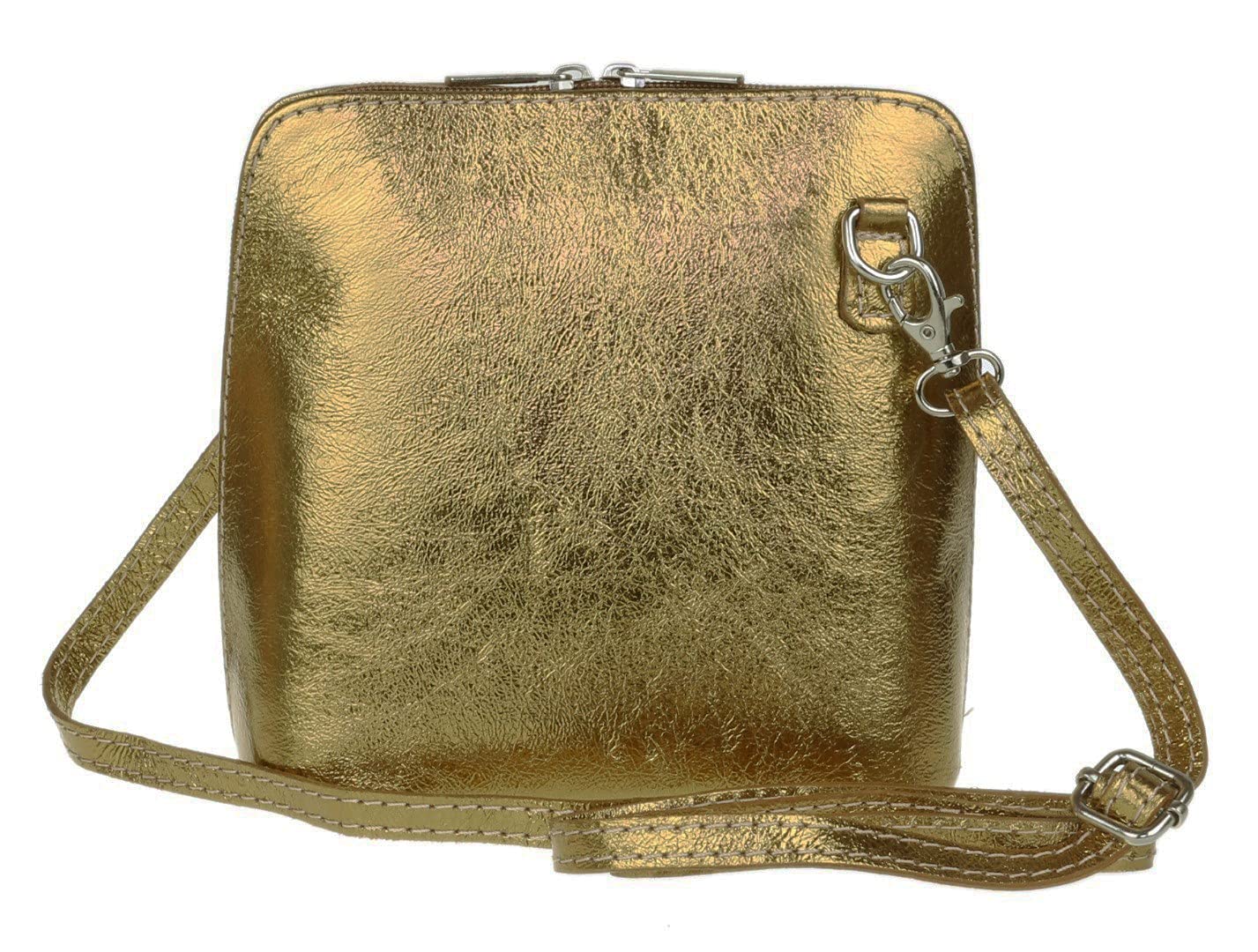 Girly Handbags Womens Metallic Genuine Leather Cross Body Shoulder Bag (Old Gold)